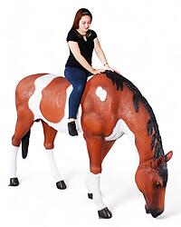 Indian Horse Life Size Statue Grazing