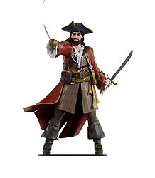 Pirate in Battle with Two Swords Statue Life Size 6.5 FT