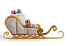 Santa Sleigh with Gifts Bag Large Family Size 12.5 FT White and Gold