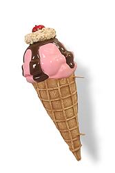 Strawberry and Chocolate Ice Cream Sundae Statue Wall Hanging 3FT