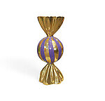 Round Candy Wrapper Statue Large Purple and Gold Leaf 3FT