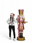 Large Nutcracker Statue Christmas Decor With Serving Tray 6.5 FT Pastel Pink