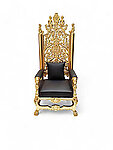 Lion King Throne Baroque Chair in Black Leather and Gold