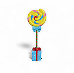 Candy Lollipop Statue 6 FT Large with Blue Gift Box Stand