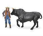 Black Bull with Horns Life Size Statue