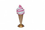 Ice Cream Cone Statue on Stand Soft Serve Pink and Vanilla 3.3 FT