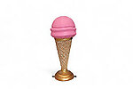 Ice Cream Cone Statue on Stand 3.3 FT Pink Single Scoop
