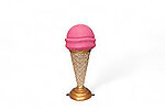 Ice Cream Cone Statue on Stand 3.3 FT Hot Pink Single Scoop