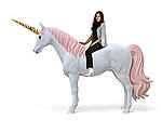 White Unicorn Horse with Pink Hair Large Life Size Statue Standing 8.5 FT