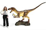 Velociraptor Dinosaur Life Size Statue Mouth Open 11.2 FT