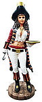 Lady Pirate Standing Life Size Statue with Serving Tray
