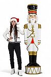 Large Nutcracker Statue Christmas Decor 6.5 FT White Coat