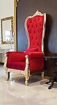 Baroque Throne Chair Queen High Back Chair in Red Leather
