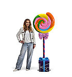 Candy Lollipop Statue 6 FT Large with Purple Gift Box Stand