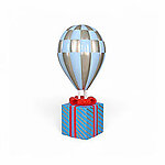 Hot Air Balloon Blue and Silver Large with Gift Box Stand 4FT