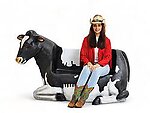 Cow Bench Statue Black and White Indoor and Outdoor