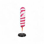 Candy Twist Lollipop Statue 4 FT Large on Stand Pink and White