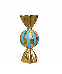 Round Candy Wrapper Statue Large Blue and Gold Leaf 3FT