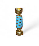 Square Wrapped Candy Statue Large Blue and Gold Leaf 3FT