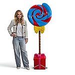 Candy Lollipop Statue 6 FT Large with Red Gift Box Stand