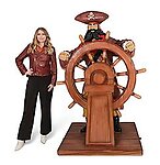 Black Beard Pirate Statue with Wheel Life Size