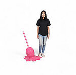 Hot Pink Lollipop Statue Melted Large 3D Sculpture