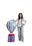 Hot Air Balloon Blue Large with Gift Box Stand 4FT