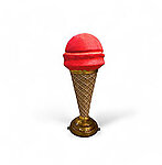 Ice Cream Cone Statue on Stand 3FT Red Single Scoop