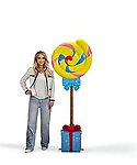 Candy Lollipop Statue 6 FT Large with Blue Gift Box Stand