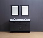 Madison Transitional Bathroom Vanity Set with Carrera Marble Top Charcoal Gray 60