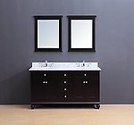 Madison Transitional Bathroom Vanity Set with Carrera Marble Top Espresso 60