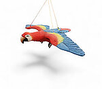 Parrot Macaw Red and Blue Flying Statue Hanging Life Size