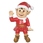 Sitting Santa Elf Statue Red 3FT