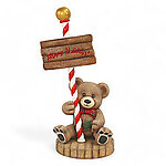 Large Teddy Bear Statue Happy Holidays Sign 4.5 FT