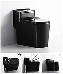 Black Gloss Toilet Modern One Piece Dual Flush - Siena