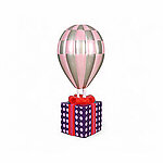 Hot Air Balloon Pink and Silver Large with Gift Box Stand 4FT