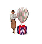 Hot Air Balloon Pink and Silver Large with Gift Box Stand 6FT