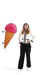 Ice Cream Cone Statue Hanging Hot Pink Scoop 3FT