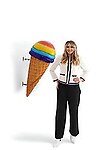Ice Cream Cone Statue Hanging Rainbow Scoop 3FT