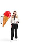 Ice Cream Cone Statue Hanging Red Scoop 3FT