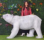 Large Polar Bear Walking Statue