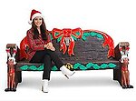Santa Christmas Bench with Reindeer