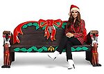 Large Santa Christmas Bench with Reindeer