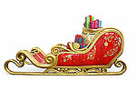 Santa Sleigh with Gifts Bag Large Family Size 12.5 FT Red and Gold